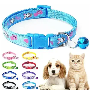 Pets Empire 2 Pcs Cat Neck Safety Collar with Bell Nylon Rabbit Print Kitten Adjustable Collar ( Color May Vary )