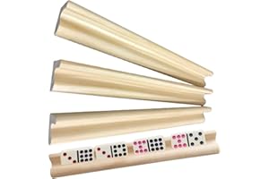 Yjkedfh 4 Porte-Dominos en Bois | Plateaux De Train Mexicain Porte-Carte À Support De Carte De Jeu, pour Domino Game, Mexican Train, Mahjong 19cm