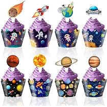 10 Weltraum-Kuchenaufsätze – Cupcake-Topper Mit Astronaut, Rakete, Sternen & Sonne Für Weltraum-Geburtstagsparty