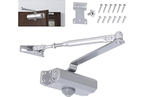 GEKUFA Ferme-Porte Automatique Hydraulique, ferme porte à ressort réglable avec Dispositif D'arrêt, pour Tampon Fermé usage Commercial et Résidentiel Porte (25-45 kg) Alliage d'aluminium Blanc