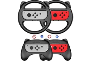 ‎SONVIEE 8in1 Switch Joycon Zubehör Set mit 4 Joystick Kappen Thumb Grip für Switch Griff Switch Halter Schutz Hülle für Switch Spiele Rennspiele