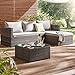 Produktbild Gartenlounge Polyrattan OUTLIV. Luna Lounge-Set Flachgeflecht grau / Kissen silbergrau Loungemöbel Outdoor Lounge-Ecke wetterfest