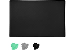 MOACC Tapis Gamelle Chien, Tapis d’Alimentation pour Chat en Silicone aux Normes FDA, Imperméable et Antidérapant, Noir Paw Pattern, 47 X 30 cm