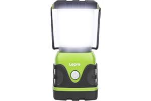 Lepro Lampe Camping LED, Lanterne Camping Puissante 1500lm, Alimentation par pile, Luminosité Réglable, Etanche, pour Camping, Bricolage, Secours, Garage, Cave
