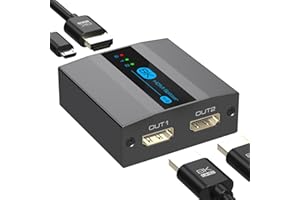 FQuanmap 8K HDMI Splitter 1 in 2 Out 4k 120Hz,HDMI 2.1 Splitter für Zwei Monitore Unterstützt EDID Management HDCP 2.3 HDR 10 für Laptops PCs TV Boxen DVD Player PS5/PS4/PS3