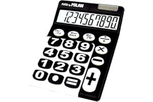 Milan 150610KBL - Calculadora de sobremesa, 10 dígitos, color negro y blanco