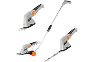 VonHaus 2 in 1 Cordless Hedge Trimmer & Grass Cutter 7.2V – Rechargeable Battery, 2 Interchangeable Blades, Lightweight, Telescopic Handle & Trolley Wheel Attachements, for Lawn Edging, Cutting Hedges