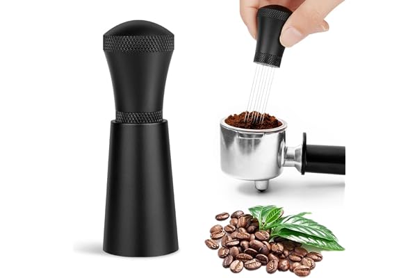 HOTUT WDT verktyg, aluminiumlegering kaffeomrörare fördelare 7 nålar 0,3 mm + 10 ersättningskål espressonål med hållare, espresso kaffemixer