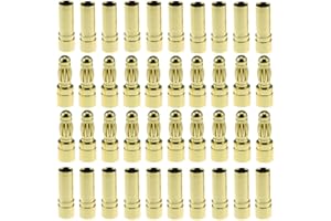 LINSYRC 20 Pairs Connecteur Mâle Femelle Fiche Prise Banane 3.5MM Plaqué Or pour RC Batterie ESC Moteurs (3.5MM)