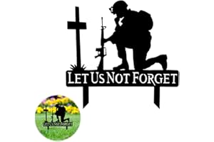 FKGOODAM Remembrance Day Soldiers Metal Garden Ornaments Outdoor, Lest We Forget Metal Soldier Silhouette Statue with Sad Sentence, Memorial for Veterans Day Yards Gardens Lawn Decoration (Style 1)