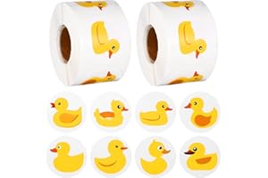 XIHIRCD 2 Rolls Yellow Duck Stickers, Cute Rubber Duck Stickers Duck Stickers Decals for Water Bottles Laptop Skateboard Luggage Decorations