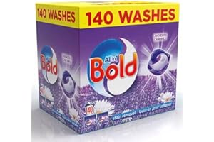 Bold All-in-1 PODS Washing Liquid Laundry Detergent Capsules, 140 Washes, 3.72 Kg Power Pack, Stain Remover For Clothes, Lavender and Camomile Scent