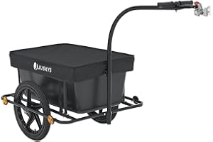 Juskys Rimorchio per bicicletta da 90 litri - rimorchio da carico con gancio, timone - rimorchio per bicicletta 40/80 kg di portata - rimorchio da trasporto con telo protettivo
