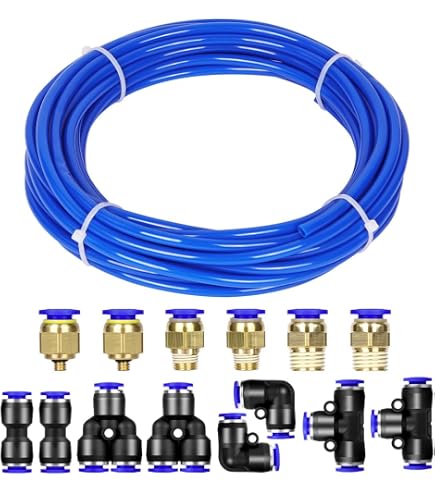 Metric Flexible Nylon Pneumatic Tube/Hose - 25m Coils in Natural, Blue