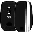 JVCV® Car Key Cover Compatible with Toyota Innova Crysta Hycross & Fortuner Smart Key - Rally Stripe (Black White)