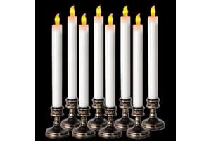 LITTLE ANTS Bougies à LED sans Flamme Bougie électronique avec Amovible Chandelier Lot de 8 Longue Bougies de Chandelier Bougies d'halloween Noël LED Bougie 2.26 * 24cm Taille du Chandelier 5.5 * 7cm