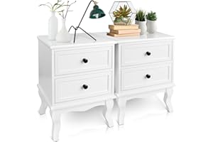 MIADOMODO® Comodino con 2 Cassetti - 49x34,5x30cm, Bianco, in Legno e MDF, Set da 1 o 2 - Comodino da Letto, Comodino Camera da Letto, Comodini da Notte, Camera da Letto Salotto (Set da 2)