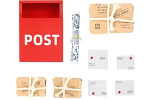 Keruhsci Wichtel Zubehör Briefkasten Wichtel Baustelle, 1/12 Miniatur Zeitung Wichtel Briefkasten Wichtel Postkasten Paketumschlag Set für Puppenhaus Room Dekor