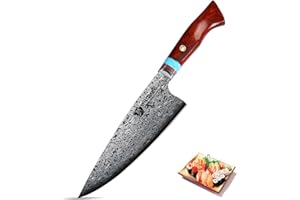 WILDMOK Cuchillo de Cocina de 21,3 cm - Cuchillo de Cocina de Damasco de Acero Inoxidable Super-Edelstahl - Hecho a Mano - para Uso en el Hogar o en la Cocina de un Restaurante