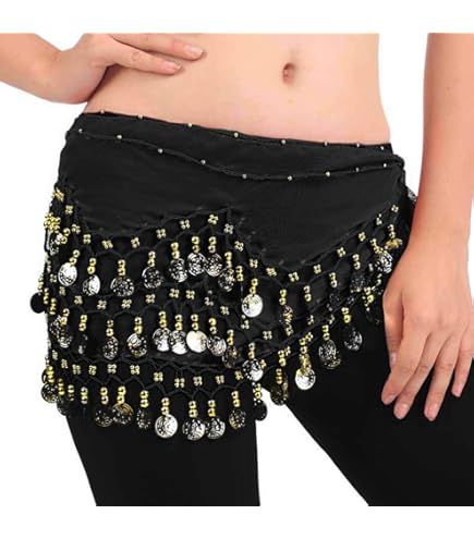 Sciarpa Da Danza Del Ventre Con Paillettes E Nappe - Gonna Lucente Per Performance E Feste - Foto 5