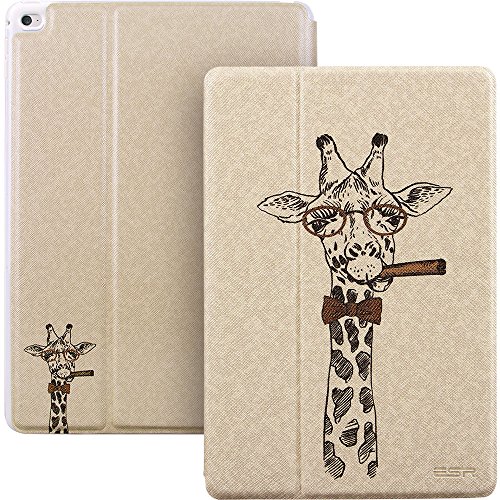 iPad Air 2 Hülle, 360 Grad Rotierend Stehen Schutzhülle, ESR® Auto Aufwachen/Schlaf Funktion PU Ledertasche für iPad Air 2 / iPad 6 (Giraffe) - 2