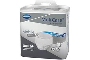 MOLICARE® PREMIUM - Mobile - Slips Absorbants pour Hommes et Femmes - Niveau d'Absorption = 10 gouttes (Fuites Urinaires Importantes) - pH Neutre à la Peau - Taille XL - 14 Unités