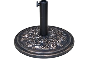 RAM ONLINE Ram® 10kg Heavy Duty Cast Cement Parasol Base with Floral Effect Garden Patio Furniture Stand for Umbrella Canopy Gazebo Awning