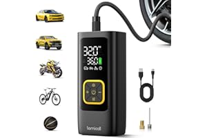 Lamicall Pompa Elettrica per Bicicletta, Compressore Aria Portatile - [Spegnimento Automatico] Max 150 PSI, Luce Led Integrata, Pompa Aria con Porta Type-C, Mini Gonfiatore per Auto/Bici/Moto/Palla
