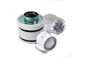 HYDROPLANETE - Kit di ventilazione 125 mm per camera di coltivazione con estrattore 190 m³/h e filtro a carbone attivo