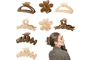 RVYEIOP 8 Piezas Pinzas de Pelo Flor para Cabello Grueso, Multi-Estilo Antideslizante Accesorios, Clips de Color Neutro y Varios Diseños