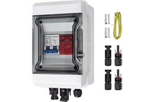 GTYORUS Boîte Photovoltaïque,DC überspannungsschutz PV Solar Trennschalter mit Solarstecker 1 String 500V Photovoltaik DC Leitungsschutzschalter Blitzschutz Erdung für PV Anlage(1 in 1 out,40A)