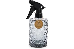 OFFIDIX Botella de pulverización de vidrio, planta de presión de mano Mister 0.4L Botella de pulverización de niebla fina con boquilla ajustable para plantas de jardín o limpieza (gris)