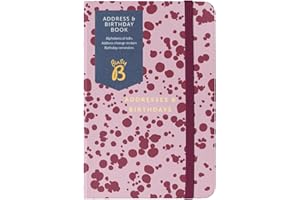 Busy B Address & Birthday Book - Burgundy Spray Print Cover with Alphabetical Tabs, Address Change Stickers, Birthday Reminders, Handy Pockets & Elastic Closure Band