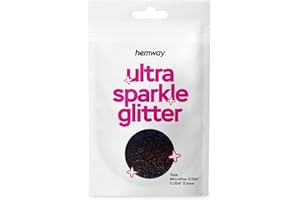 Hemway Premium Ultra Sparkle Glitter Multi Purpose Metallic Flake for Arts Crafts Nails Cosmetics Resin Festival Face - Black Holographic - Microfine (1/256" 0.004" 0.1mm) 10g / 0.35oz SAMPLE