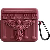 Microsonic Airpods Pro 3 i&ccedil;in Kılıf Cartoon Fig&uuml;rl&uuml; Silikon Praying Angel Bordo [AirPods Pro 3 ile Uyumlu Kılıf - Bordo - Lac