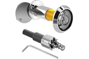 QZKJQDD Door Viewer, 220° Wide Angle Optical Glass Lenses, Drilling with Door Spy Diameter 16 mm, Ring Door Viewer, The Door Viewer is Adjustable in Length and Suitable for Doors with a Thickness of