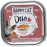 Happy Cat Pate auf Häppchen Geflügel & Rind, 12er Pack (12 x 100 g)