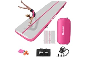 AKSPORT Airtrack mit Air Roll Aufblasbar Gymnastikmatte Turnmatte Air Tracking Matte 3m mit rolle mit Luftpumpe für Hause/Yoga/Cheerleading/Tumbling/Rückwärtsbeugen
