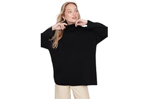Trendyol Suéter Liso de Cuello Alto de Gran Tamaño Sudadera para Mujer