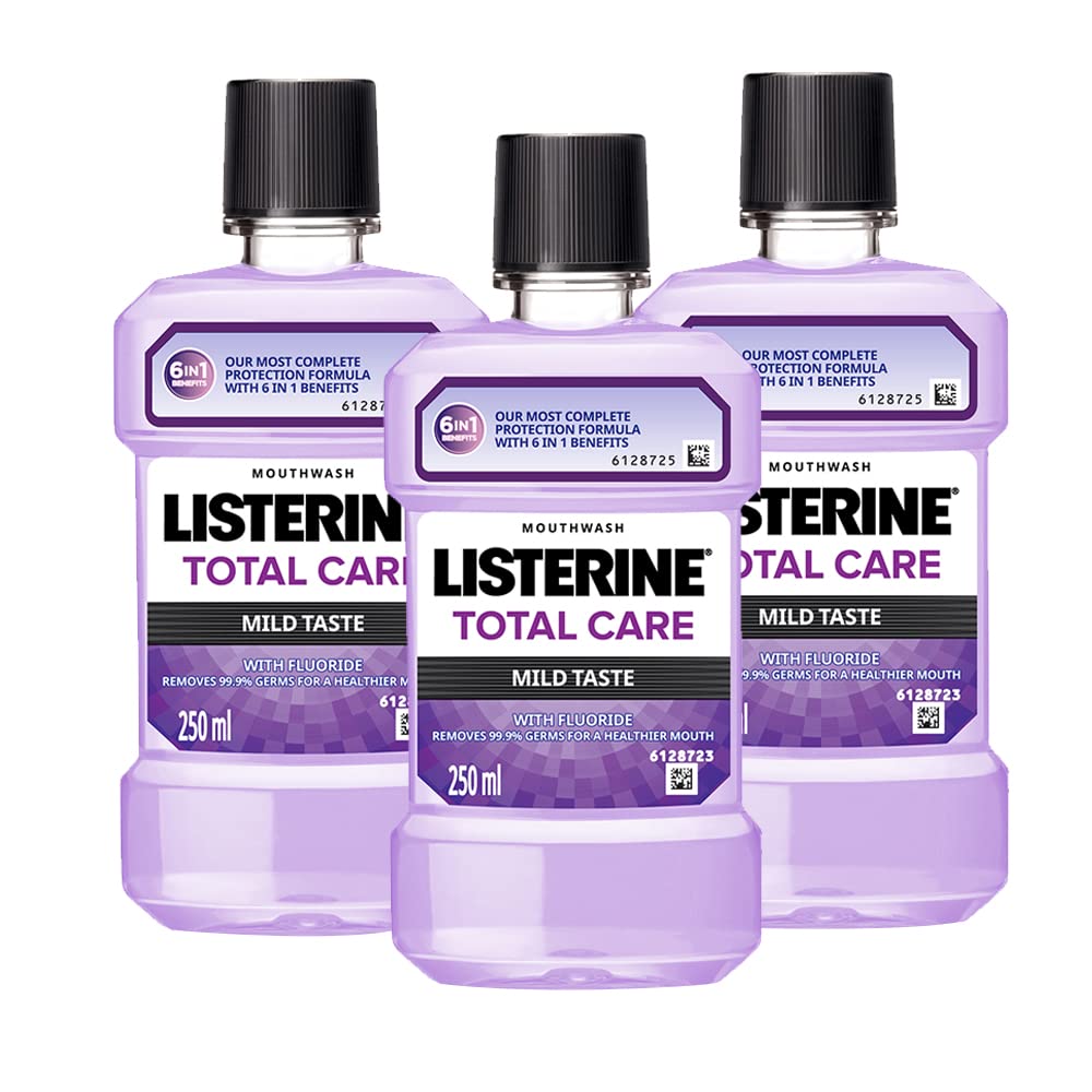 Listerine® Total care Mild Taste, 6 in 1 Benefits, 250ml Combo Pack of 3 (Buy 2 Get 1 Free)
