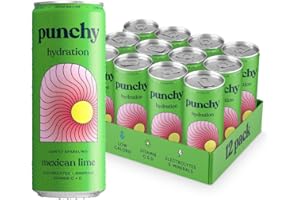 Punchy Drinks - Mexican Lime - Everyday Hydration, Essential Electrolytes, Minerals, Vitamins, Real Fruit, Supports Immunity, Caffeine Free, Aids Muscle Function, Low Calorie - 12 x 330ml