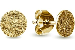 Beate Stohr - Ohrstecker Gold Silber 925, echte Handmade Ohrringe vergoldet rund 6mm Eis-Matt, für Damen, Herren, Kinder