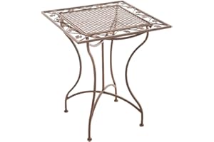 CLP Table de Jardin Carrée Asina en Fer Forgé - Table de Balcon ou Terrasse de Style Nostalgique Surface 60x60 cm - Table d'Extérieur pour Jardin - Couleur:, Couleur:Marron Antique