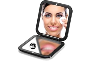 ‎OMIRO OMIRO Taschenspiegel mit Vergrößerung, 1-fache/15-fache Vergrößerung, Kleiner Reise-Spiegel für Handtaschen, quadratisch, 8,9 cm (Schwarz)