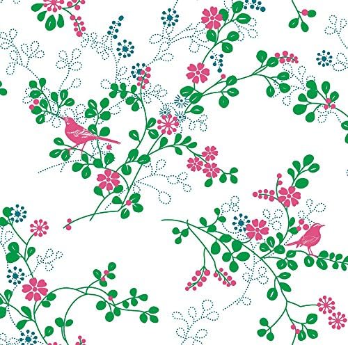 Dutch Wallcoverings 1209-3 Bird Wallpaper - Pink/Green