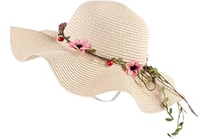 Demarkt Kinder Mädchen Sonnenhüte Strand Kappe Cap Girlande Strohhut Wide Brim Strohhut Sommerhut