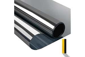 ‎ZINDOO Zindoo Spiegelfolie Fensterfolie von innen durchsichtig von aussen Blickdicht 44.5 x 200 cm Sonnenschutzfolie Selbsthaftend UV-Schutz Fensterfolie Silber Schwarz