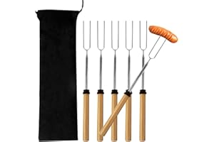 Ksvaye 6 Stück Teleskop Grillspieße Edelstahl Marshmallow Spieße Lagerfeuer Grillgabel Ausziehbar Grillstab Stockbrot Stöcke Roasting Sticks Schaschlikspieße Lagerfeuerspieße Hot Dog Gabel (31-81cm)