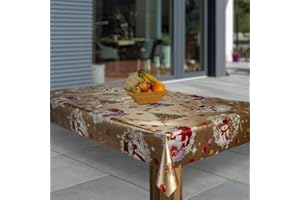 ‎LARO laro Wachstuch-Tischdecke Sterne Weihnachten Weihnachts-Motive PVC Wachstischdecke Eckig Meterware Wasserabweisend Abwischbar |20|, Muster:Weihnachten Gold Schneemann, Größe:100x140