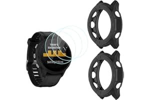 MWOOT Folia ochronna i etui kompatybilne z Garmin Forerunner 955, twardość 9H, odporne na zarysowania, szkło ochronne, zestaw z pokrowcem ochronnym (4 + 2 szt.)